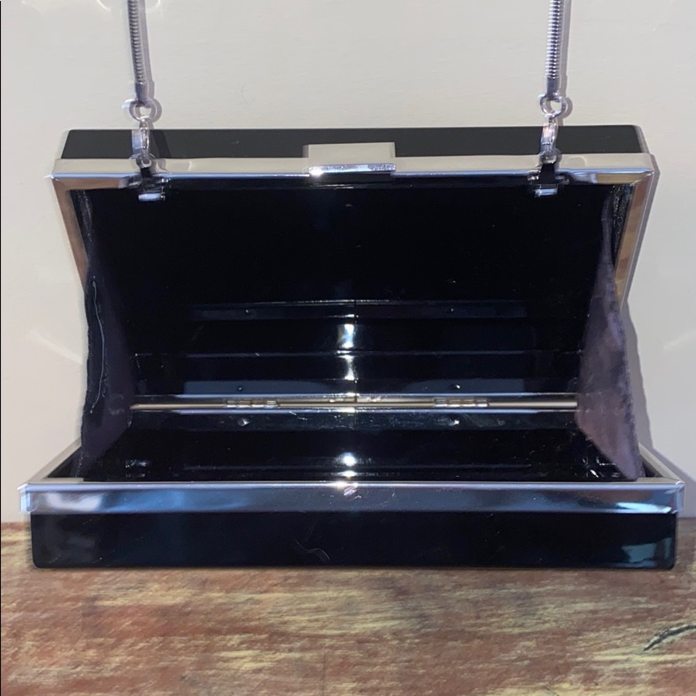 Rachel Zoe black metal & plastic box handbag